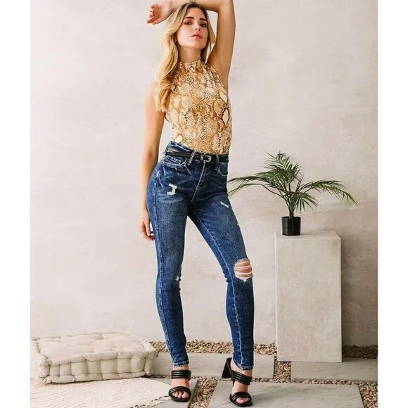 Flying Monkey Women's Blue Morrison High Rise Skinny Jeans - Picture 5 of 14